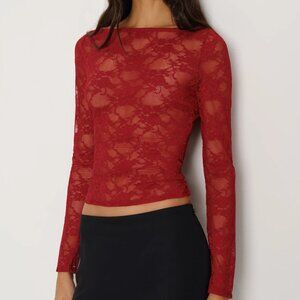 NWT Adriano Red Lace Knit Top – M – Reformation